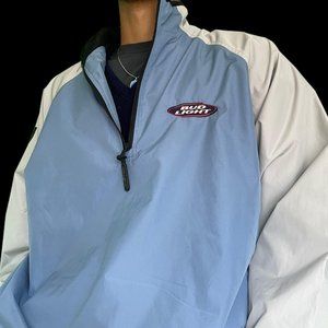 bud light synthetic windbreaker pull over